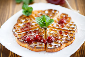 baked cheese waffles with powdered sugar