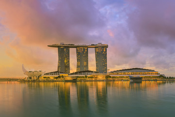 Singapore Skyline and view of Marina Bay