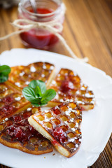 baked cheese waffles with powdered sugar
