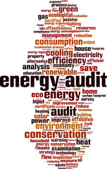Obraz premium Energy audit word cloud concept. Vector illustration