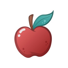 Cartoon apple on the white background.