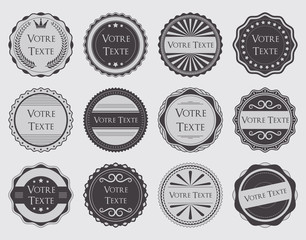 Badges, tampons et étiquettes personnalisables de style vintage et rétro