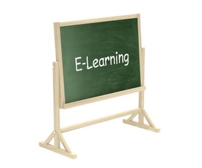 blackboard, chalkboard isolated on white,  e-learning concept. 3d rendering.