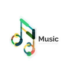 Music note logo, flat thin line geometric design