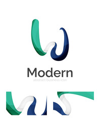 Fototapeta premium Abstract 3d swirl ribbon logo template with business card corporate identity design