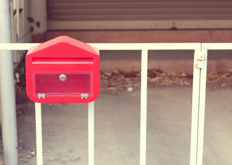 Red mail box in vintage style