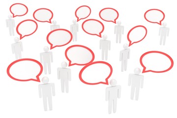 people with talk bubbles isolated over a white background. 3d rendering.