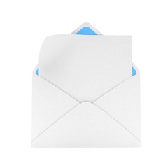 open mail with white blank. 3d rendering.