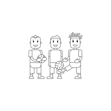 Set soccer Football team players. Vector flat illustration of a football player posing with the ball for baner, card