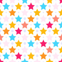 Vector seamless vector pattern with colorful stars.