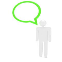 3d man with talk bubbles isolated over a white background. 3d rendering.
