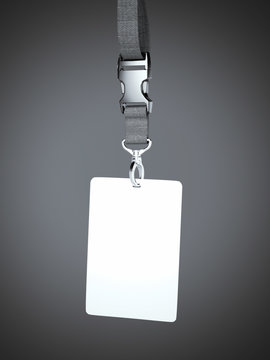 White blank badge with neckband hanging