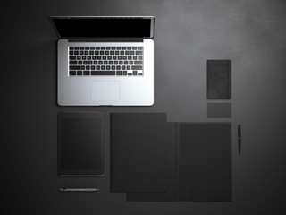 Branding mockup with laptop and tablet