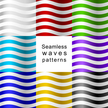 Seamless wave patterns of different colors.