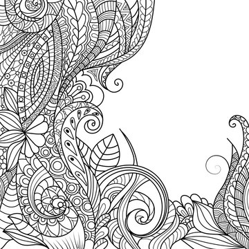 black and white pattern in a zentangle style, Hand-drawn design