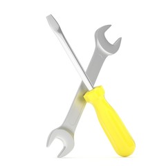 3D Illustration Wrench and screwdriver, service concept