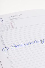 notice book with appointment