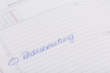 notice book with appointment