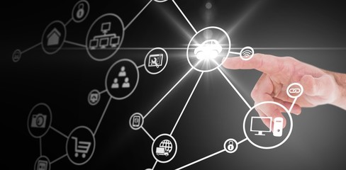 Composite image of businessmans hand pointing in shirt