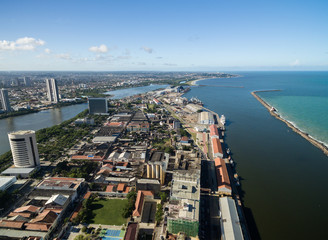 Fototapeta na wymiar Aerial View of Marco Zero Square, Recife, Brazil