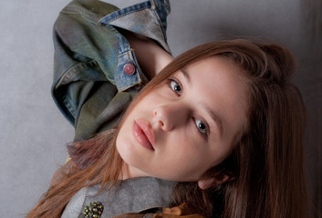 Teen in Colorful Jean Jacket