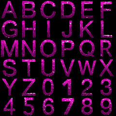 Glassy Lowpoly Design Characters and Numbers in Pink