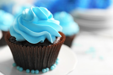 Cupcakes on wooden table