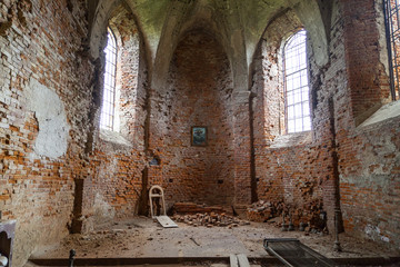 interior of Burned XVII century  church of St. Michael in Stara Sil, Ukraine