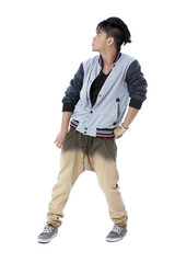 teenager guy standing while looking to something