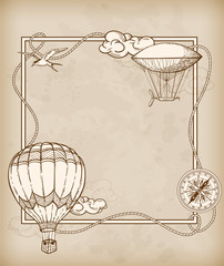 Obraz premium Vintage frame with air balloons