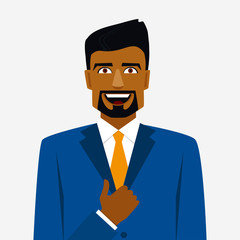 Round icon with smiling arab man in suit and thumb up