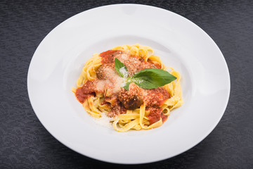 pasta tagliatelle with meat balls
