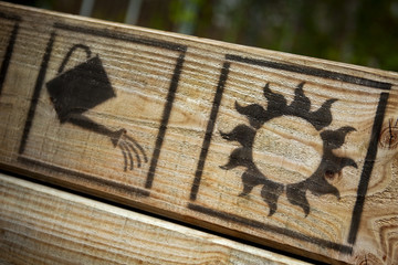 Close up of gardening signs