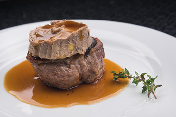 pork steak with truffle pasta