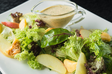 fresh salad with pears and leaf