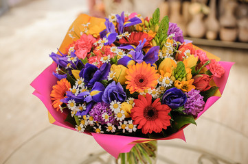 colorful bouquet  with different flowers