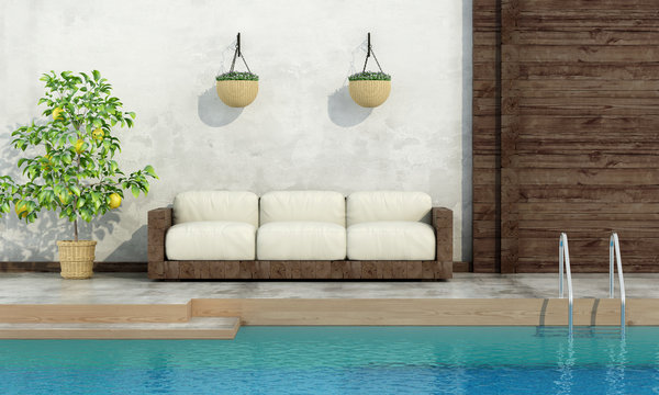 Pool in rustic style