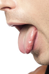 Naklejka premium man sticking out his tongue