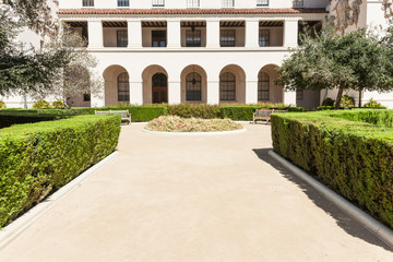 Formal garden landscape in Spanish setting.