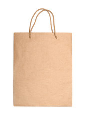 Empty brown paper bag isolated on white background