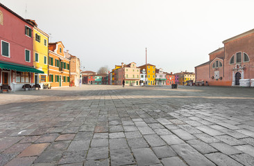 Fototapeta na wymiar Panorama from a little square in burano Island, Venice