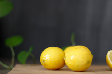 Lemons in a dish with a simple background