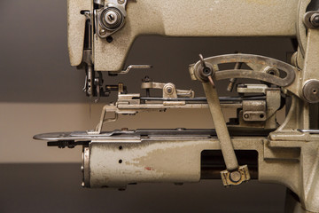 Industrial sewing machine close-up