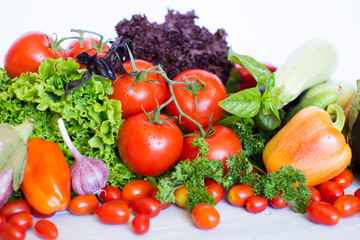 Decorative pattern of fresh vegetables.
