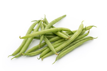 Green beans isolated on a white background.