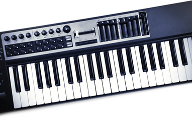 Fototapeta premium Keyboard of synthesizer closeup