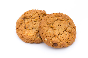 Oatmeal cookies with isolated background.