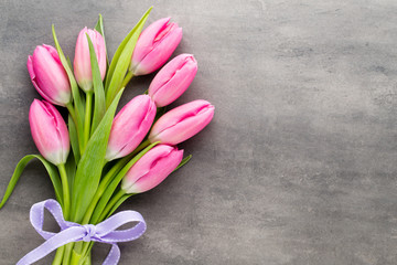 Tulip pink, on the gray background.