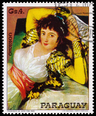 Stamp printed  in Paraguay shows painting by Goya