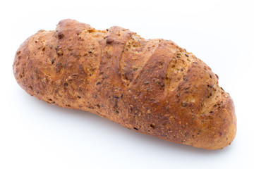 Loaf of bread isolated on white.